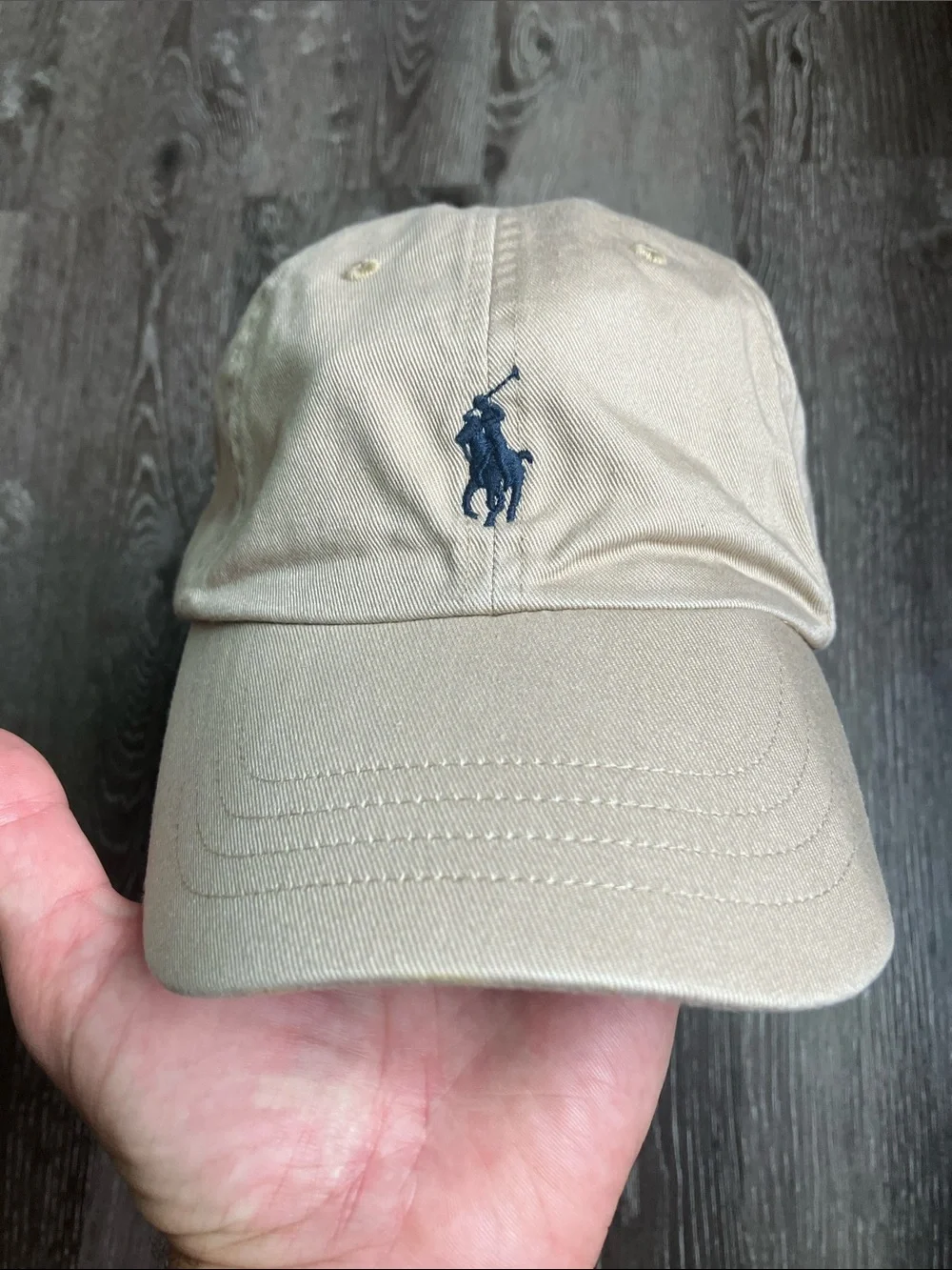 Polo by Ralph Lauren Men's Khaki Baseball Cap with Navy Pony